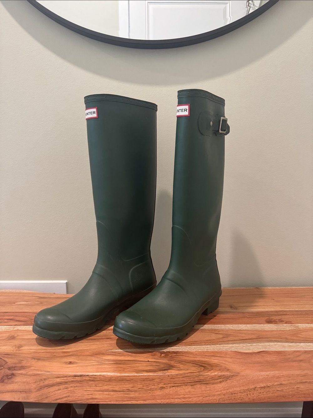 Hunter Forest Green Tall Rubber Rain Boots - Picture 2 of 7